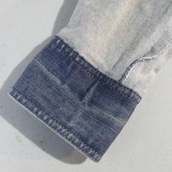 Valerie Stevens jean jacket petite medium blue denim coat grey plastic buttons - Picture 11 of 12